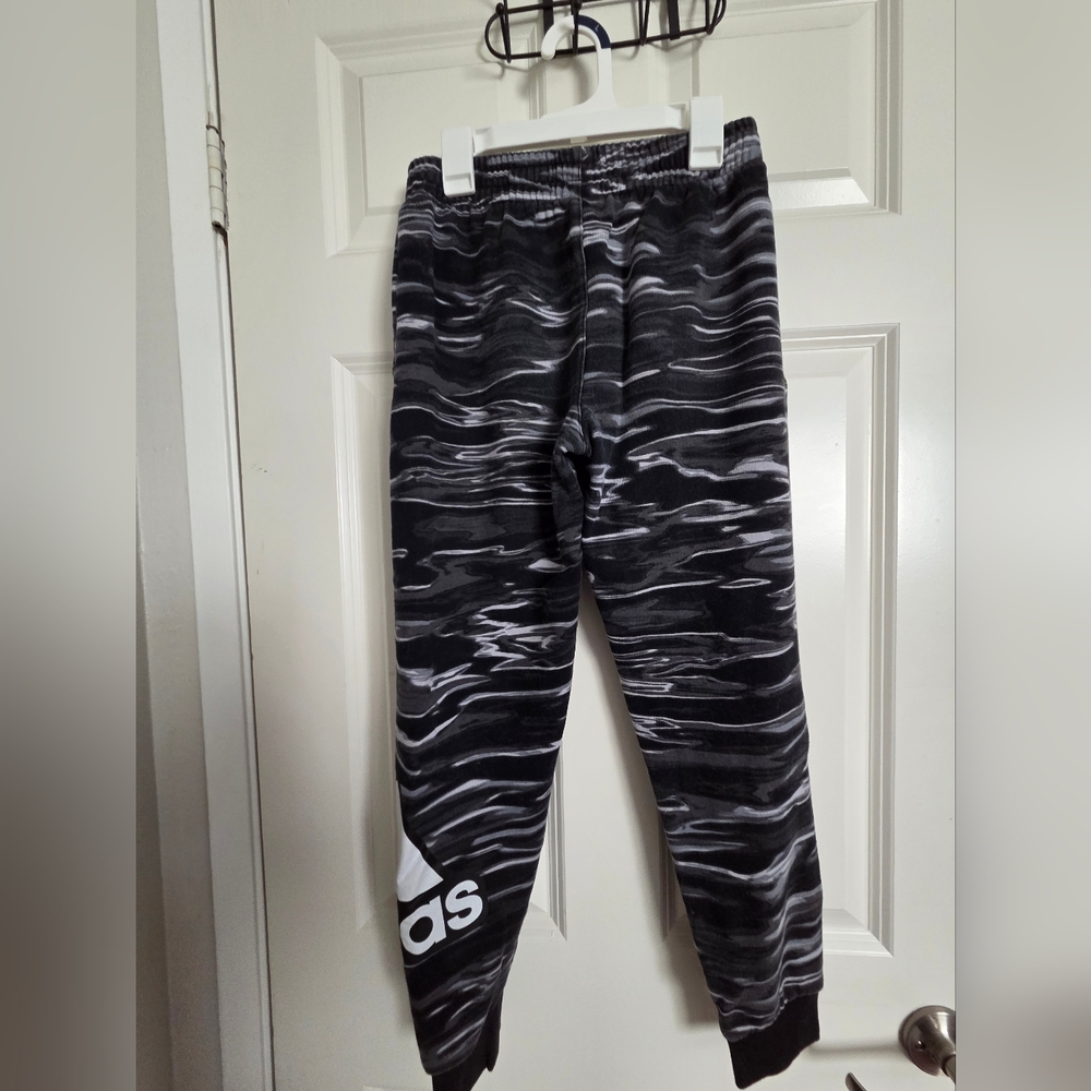 Adidas Kids Black and Gray Patterned Joggers